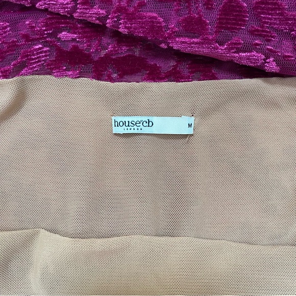 House of CB Ione Cranberry Devore Midi Dress | Size M - Picture 9 of 14